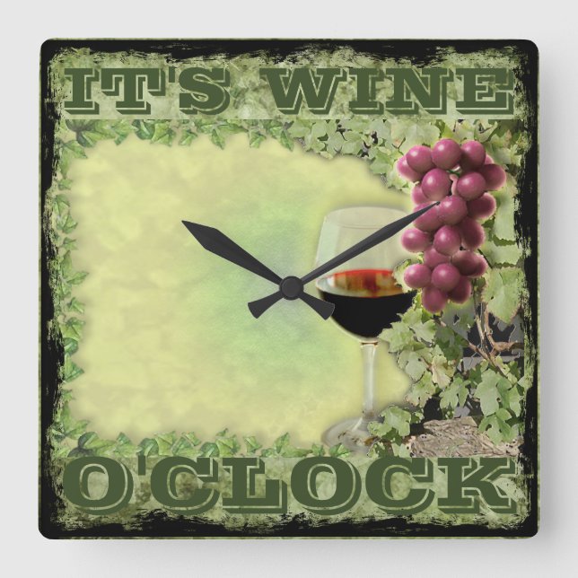 Vin O'Clock Fyrkantig Klocka (Framsida)