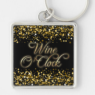 Vin O'Clock Guld Gnistra Fyrkantig Silverfärgad Nyckelring