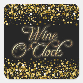 Vin O'Clock Guld Gnistra Fyrkantigt Klistermärke