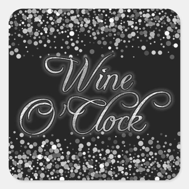 Vin O'Clock Silver Gnistra Fyrkantigt Klistermärke (Framsida)