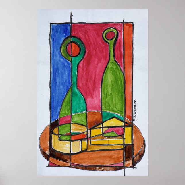 Vin, ost och baguette lunch | Paris, Frankrike Poster (Framsidan)