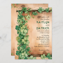 Vin på St patrick's day QR rustic bröllop Inbjudningar