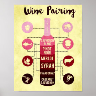 Vin Pairing Guide Food and Vin Roligt Poster