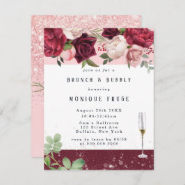  Vin Peony Glitter Brunch & Bubly-Inbjudningskort Inbjudningar
