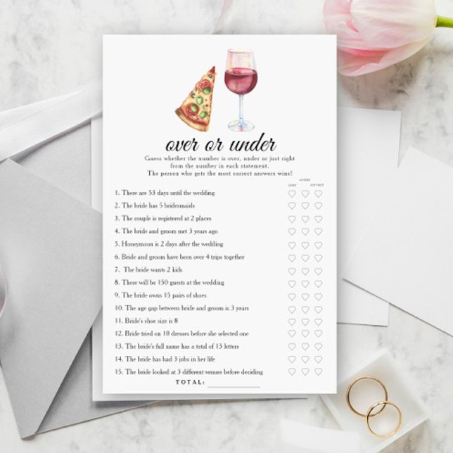 Vin & Pizza Bröllopsdusch Över eller under spel (Skapare uppladdad)