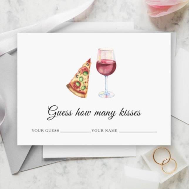 Vin & Pizza - Hur många kyssar bröllopsspel Tilläggskort (Skapare uppladdad)