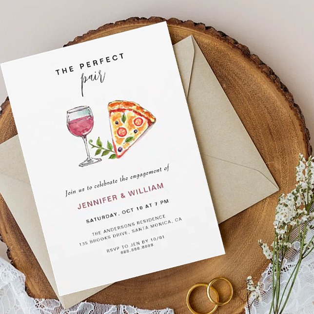 Vin & Pizza Perfekt par Förlovningsfest Inbjudningar (Skapare uppladdad)