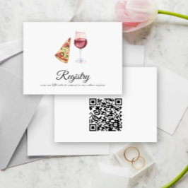 Vin,Pizza QR-kod Bröllopsduschregister Tilläggskort