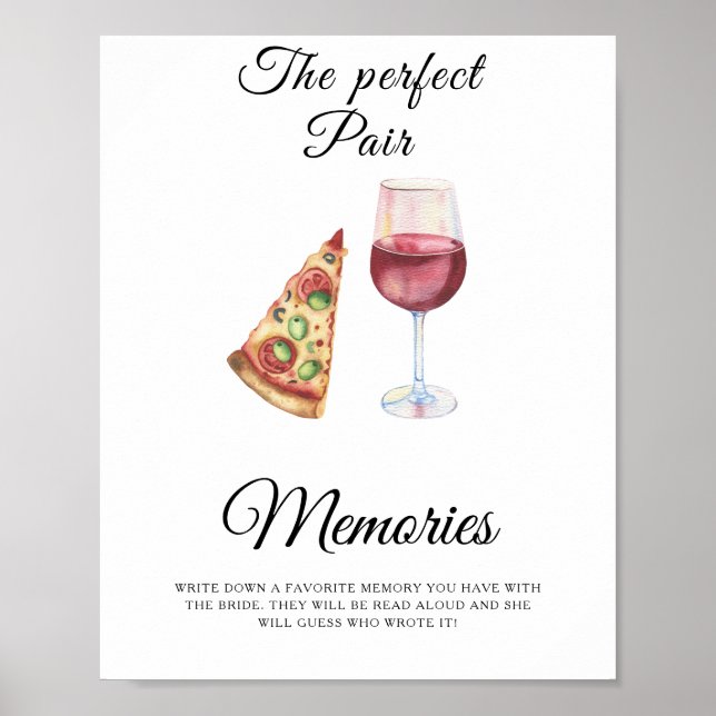 Vin Pizzabridal Shower Minnen med bruden Poster (Framsidan)