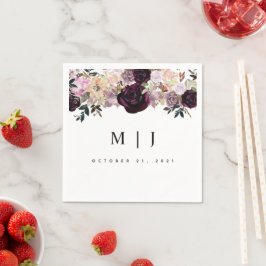 Vin Plum Mauve Fall Blommigt Bröllop Pappersservett