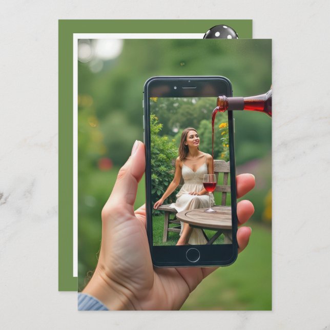 Vin Poring 40 Birthday Party Inbjudningar (Fram/baksida)