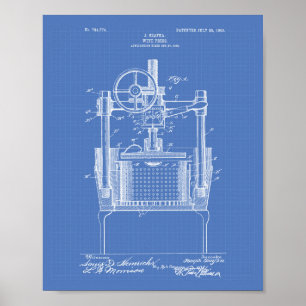 Vin Press 1903 Patent Art Blueprint Poster