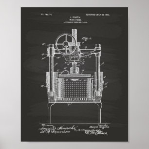 Vin Press 1903 Patent Art Chalkboard Poster