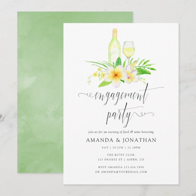 Vin-provsmakning av Förlovningsfest med exotiska v Inbjudningar (Fram/baksida)