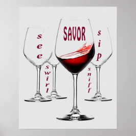 Vin, provsmakning fem S Poster