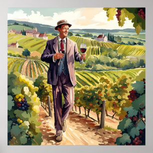 Vin-provsmakning i Burgundy-utskrift Poster