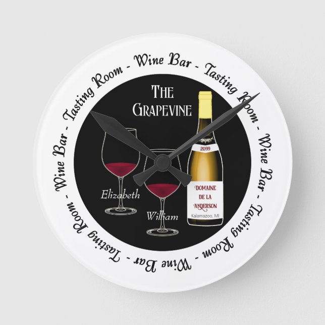Vin Pub och Taste Room Wall Clock Rund Klocka (Framsida)