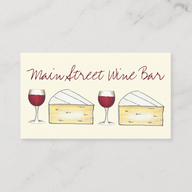 Vin Pub Restaurant Winery Red Glass Brie Cheese Visitkort (Framsida)
