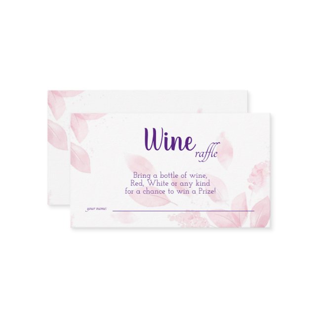 Vin Raffle Bröllop Möhippa Card Placeringskort (Fram/Back In Situ)