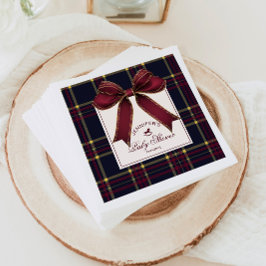 Vin Red Bow Rocking horse plaid Baby Shower Pappersservett