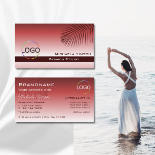 Vin Red Gradient Handflatan Löv med Logotyp Profes Visitkort