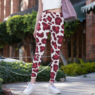 Vin Red Leopard Mönster Leggings