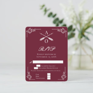 Vin Red Monogram och Bröllop OSA Prows Card