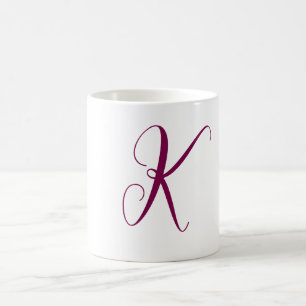 Vin Red Rosa Monogram Initial Brev Bröllop Gift Kaffemugg