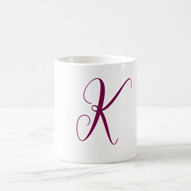Vin Red Rosa Monogram Initial Brev Bröllop Gift Kaffemugg (Center)
