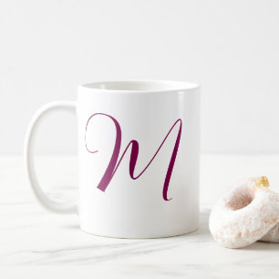 Vin Red Rosa Monogram Initial Namn Bröllop Gift Kaffemugg
