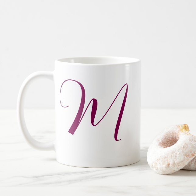 Vin Red Rosa Monogram Initial Namn Bröllop Gift Kaffemugg (Med munk)