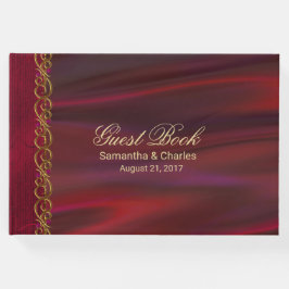 Vin Red Satin Titta Bröllop Guest Bok