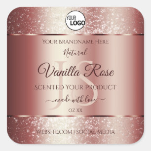 Vin Red Soft Glitter Product Labels Monogram Logot Fyrkantigt Klistermärke