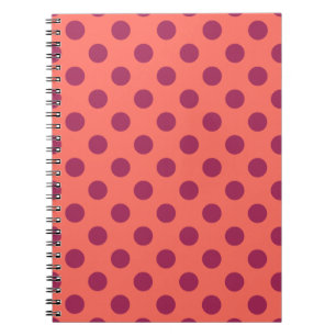 Vin röd och levande korall polka dots anteckningsbok