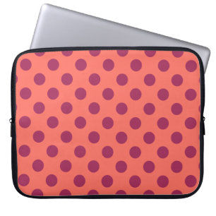 Vin röd och levande korall polka dots laptop fodral
