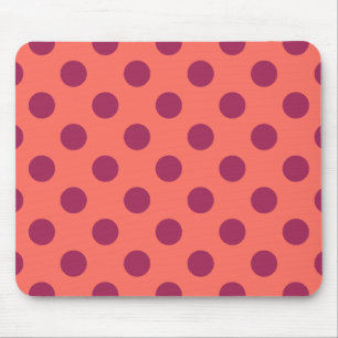 Vin röd och levande korall polka dots musmatta