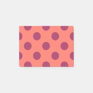 Vin röd och levande korall polka dots post-it block