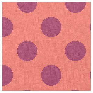 Vin röd och levande korall polka dots tyg