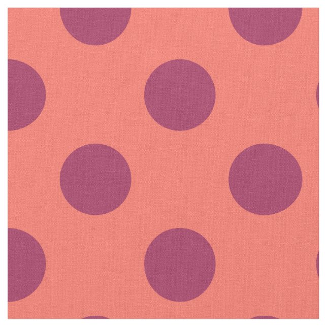 Vin röd och levande korall polka dots tyg (Närbild)