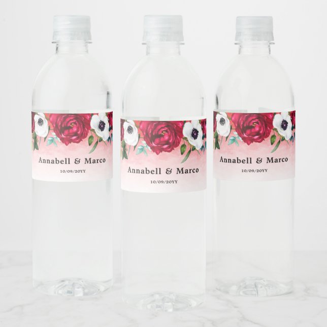 Vin Röd Vit Blommig  Vattenflaskor Etikett (Flaskor)