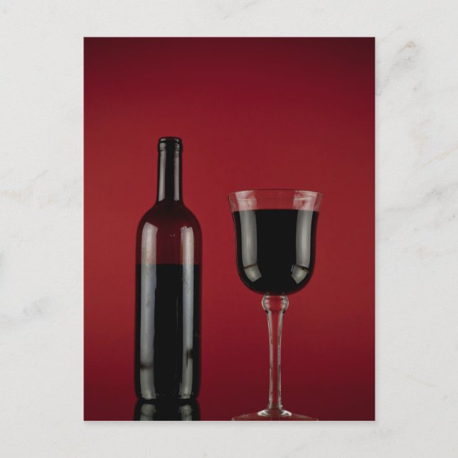Vin rödglas flaska vykort (Framsida)