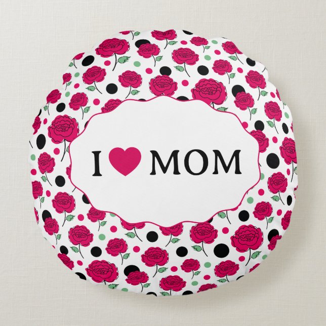 Vin Ros Grön Prick Grafiskt Mönster Modernt   Rund Kudde (Framsidan)