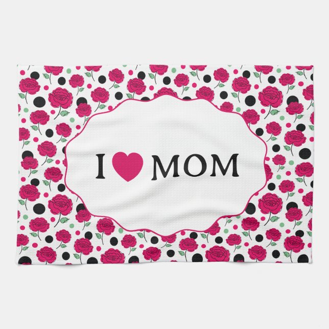 Vin Ros Grön Prickig Grafisk Mönster Modern   Kökshandduk (Horisontell)