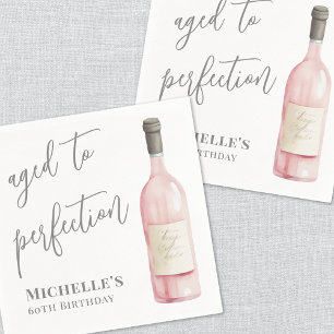 Vin Rosa Åldrat Till Perfektion Födelsedag Pappersservett