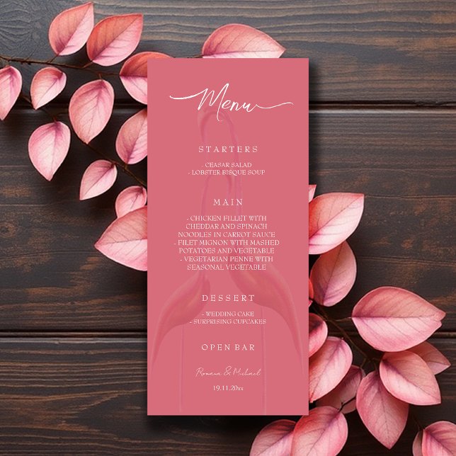 Vin Rosa Flamingo Elegant Meny (Skapare uppladdad)