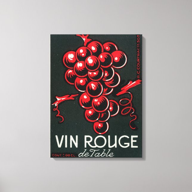 Vin Rouge De Bord Vin-etikettEuropa Canvastryck (Framsida)
