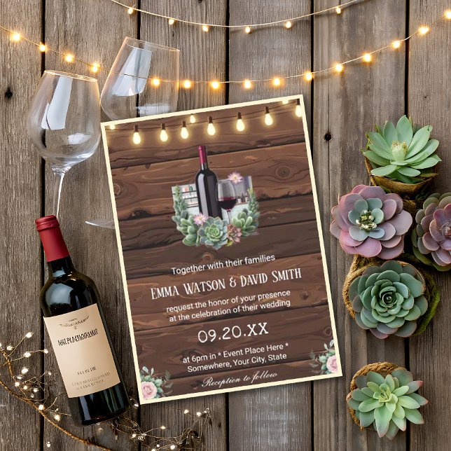 Vin Rustic Ro Land Barn Ljus Bröllop Inbjudningar (Skapare uppladdad)