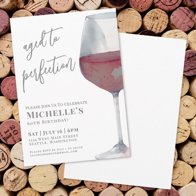Vin Sextio 60-årsfirande Inbjudningar (Wine Sixty 60th Birthday Party Invitation)