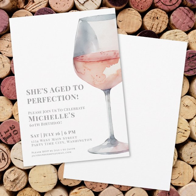 Vin Sextio 60-årsfirande Inbjudningar (Wine Sixty 60th Birthday Party Invitation)