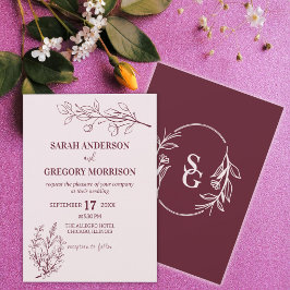 Vin Simple Boho Blommigt Bicolor Bröllop Inbjudningar